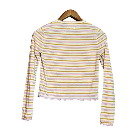 Madewell stripped ruffle long sleeve cropped shirt - Picture 4 of 14